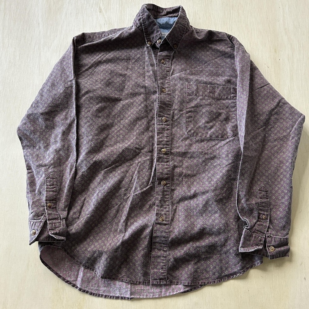Vintage 90s Bugle Boy Shirt Mens Medium Purple Geometric Long Sleeve Button Up